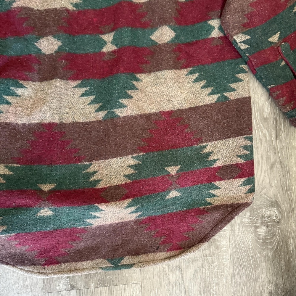 Vintage Paragraff Shirt Mens Small Aztec Southwest Wool Blend Button Up 90s - Picture 12 of 13